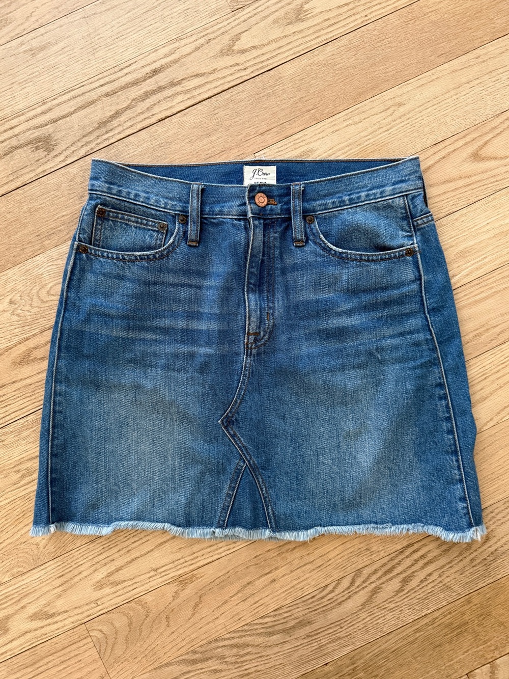 J. Crew Blue Denim Mini Skirt with Frayed Hem 27